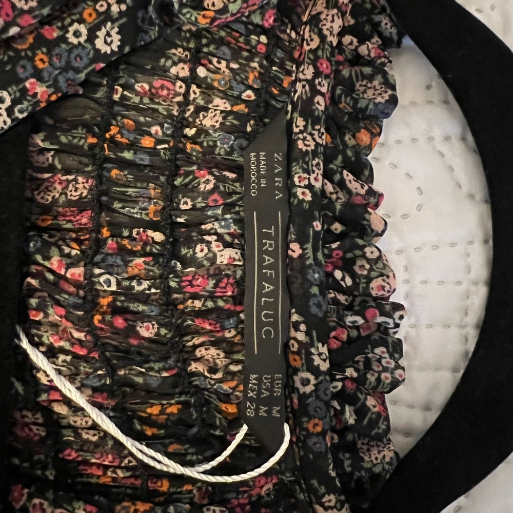 Zara Floral Blouse - Black and Multicolor